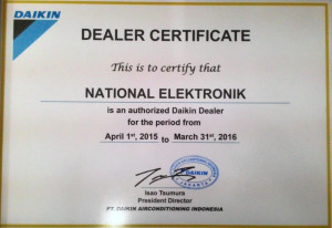 dealer certificate daikin 2015